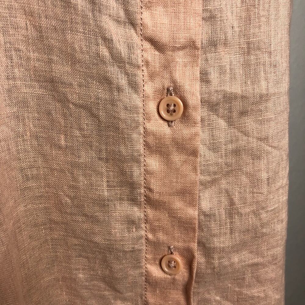 Garnet Hill light orange linen button down tunic top size Petite Large PL - Picture 6 of 14